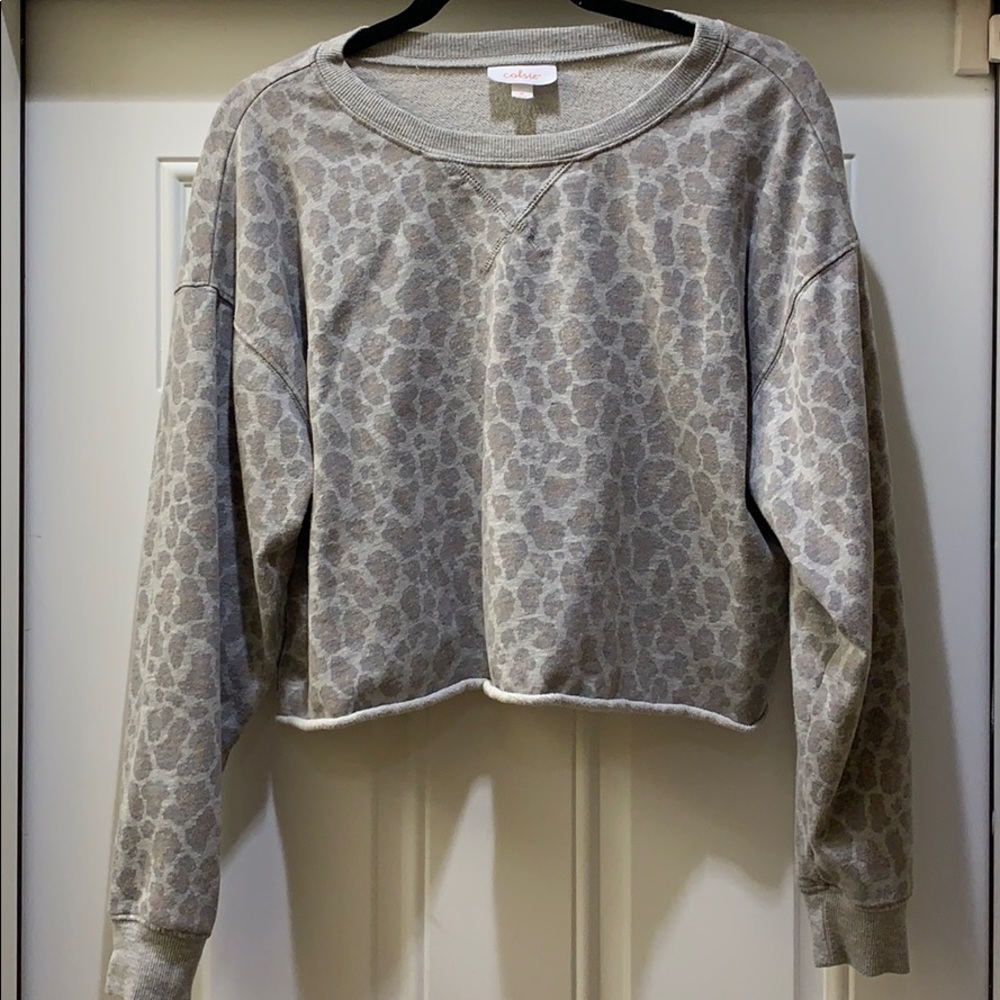 Colsie Cropped Leopard Sweatshirt